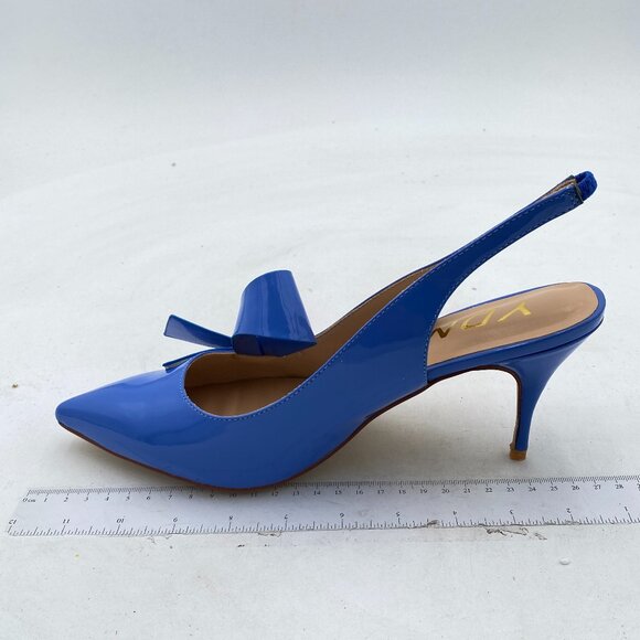 YDN Sky Blue Stiletto Heel Bow Pointed Toe Slingback Slip on Sandals Dress Shoes - Picture 2 of 8